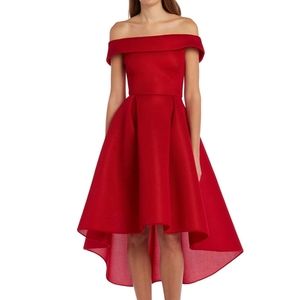 Off the shoulder Hi Lo Hem Gown Red